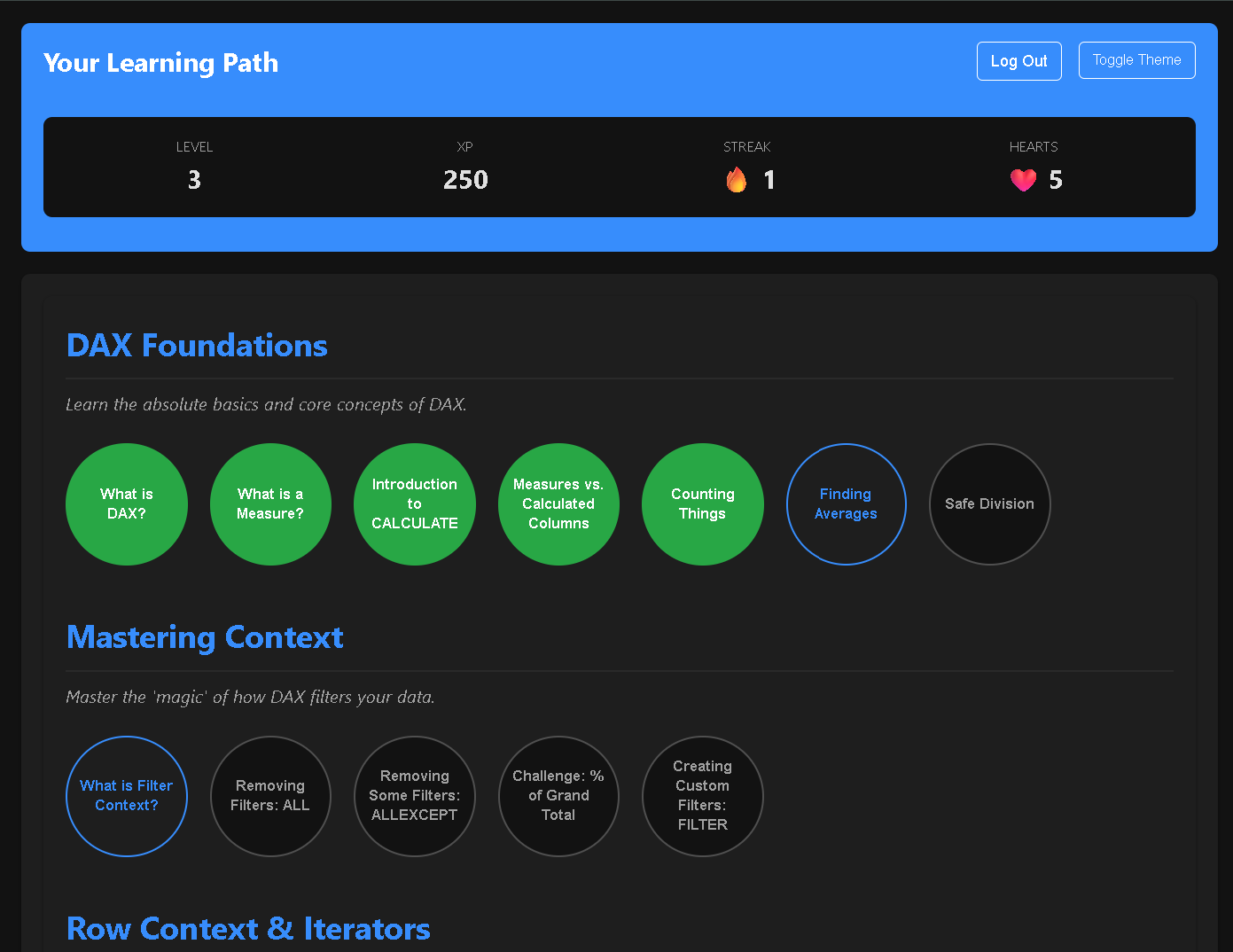DAX Quest App Screenshot
